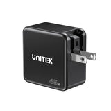UNITEK P1117B GaN 65W 2C1A USB-C & USB-A Wall Charger - Black