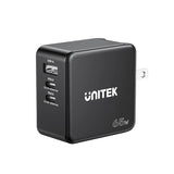 UNITEK P1117B GaN 65W 2C1A USB-C & USB-A Wall Charger - Black