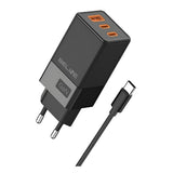 Charger 65W GaN 2xUSB-C + USB-A Wall Charger with USB-C Cable