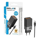 Charger 65W GaN 2xUSB-C + USB-A Wall Charger with USB-C Cable