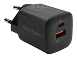 QOLTEC 50764 GaN ULTRA 35W Dual Port Charger - USB-C PD & USB-A - Black