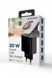 GEMBIRD 20W Dual-Port USB Fast Charger - Black