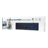 Gembird "Rainbow" Backlight Multimedia Keyboard - Wired USB - Black (KB-UML-02)