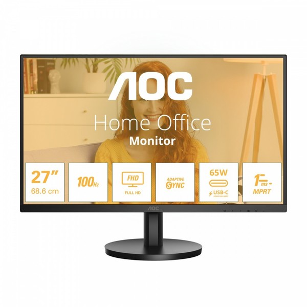 AOC - 27B3CA2 - 27 " - IPS - FHD - 16:9 - 100 Hz - 1 ms - 1920 x 1080 pixels - 250 cd/m² - HDMI ports quantity 1 - Black