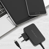 Qoltec GaN POWER PRO 90W USB-C Charger - Black (Model: 52387)