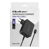 Qoltec GaN POWER PRO 90W USB-C Charger - Black (Model: 52387)