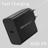 Qoltec 52379 65W USB-C PD Fast Charger - Black