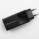 Qoltec GaN POWER PRO 100W Dual Port Charger - USB-C & USB-A - Black (Model: 52382)