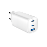 GEMBIRD 3-Port 65W GaN USB-C Power Delivery Fast Charger - White