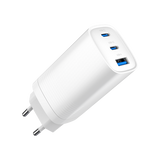GEMBIRD 3-Port 65W GaN USB-C Power Delivery Fast Charger - White