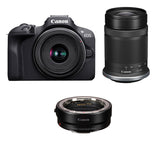 Canon EOS R100 + RF-S 18-45mm + RF-S 55-210mm + Mount Adapter EF-EOS R