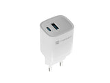 NATEC Ribera GaN 30W USB-A+USB-C Power Delivery Wall Charger - White