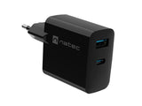 Natec Ribera GaN Slim 20W USB Charger - 1x USB-A, 1x USB-C (NUC-2377)