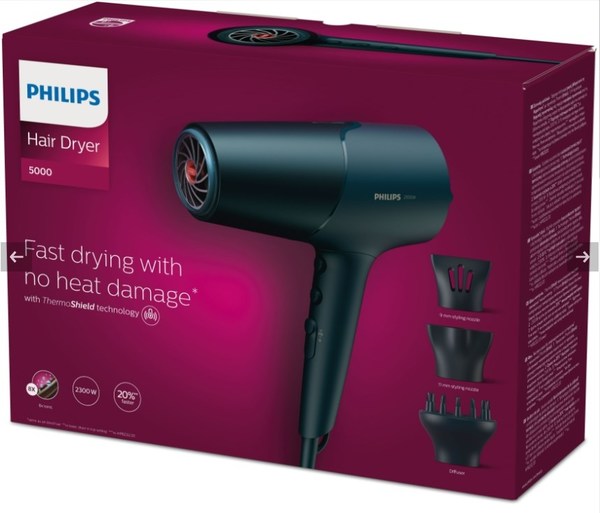 Philips 5000 Series Hair Dryer BHD512/20 - 2300W, Blue