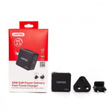 UNITEK P1117B GaN 65W 2C1A USB-C & USB-A Wall Charger - Black