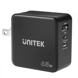 UNITEK P1117B GaN 65W 2C1A USB-C & USB-A Wall Charger - Black