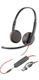 HP Poly Blackwire 3320 Stereo USB-C Headset with USB-C/A Adapter