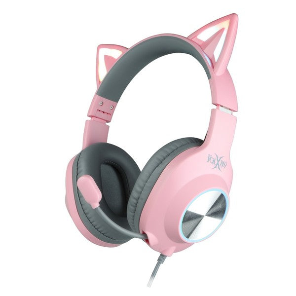 Foxxray FXR-BAL-62 PK ShinyCat Wired Gaming Headset - Pink/Grey