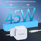 Kroviklis CHOETECH GaN 45W USB-C PD QC PPS Charger