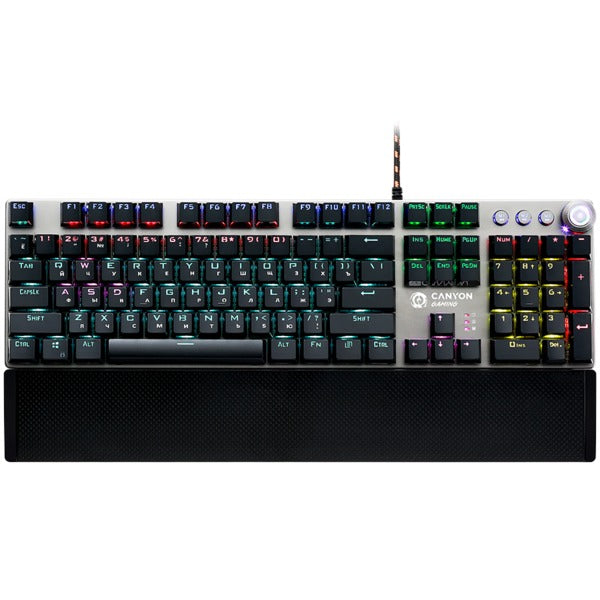 Canyon Nightfall Black Wired Mechanical Gaming Keyboard - US/RU Layout, 104 Switches