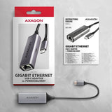 AXAGON ADE-TXPD USB-C Gigabit Ethernet Adapter with PD 100W