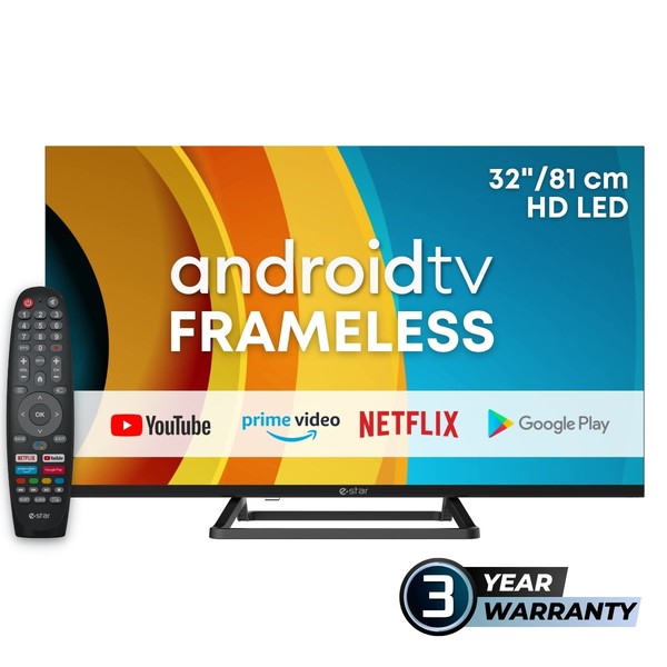 eSTAR 32" 2K HD Android TV (LEDTV32A3T2) - Black