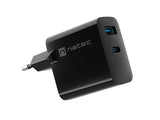 NATEC Ribera GaN 45W USB-A + USB-C Power Delivery Charger - Black