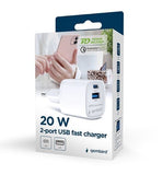 Gembird TA-UC-PDQC20-W-01 USB A+C Fast Charger