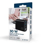 Gembird TA-UC-PDQC30LCD-BK-02 Universal AC Fast Charging Mobile Device Charger - Black