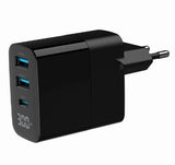 Gembird TA-UC-PDQC30LCD-BK-02 Universal AC Fast Charging Mobile Device Charger - Black