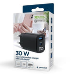 Gembird 30W Dual-Port USB Fast Charger with LCD Display - TA-UC-PDQC30LCD-BK-01