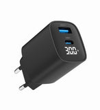 Gembird 30W Dual-Port USB Fast Charger with LCD Display - TA-UC-PDQC30LCD-BK-01