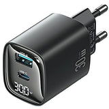 Charger 30W GaN Dual Port Wall Charger with LED Indicator (USB-A + USB-C) - Black (CC229)