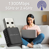 WiFi 1300Mbps Dual-Band USB WiFi Adapter with 2x2dBi Antennas