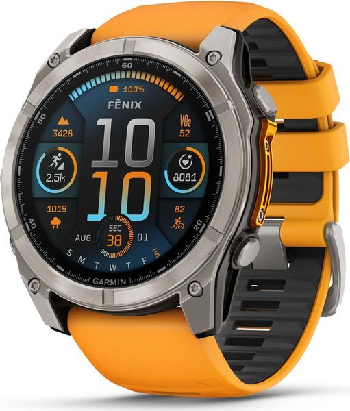 Garmin fenix 8 51mm AMOLED Sapphire Titanium with Orange/Graphite Silicone Strap