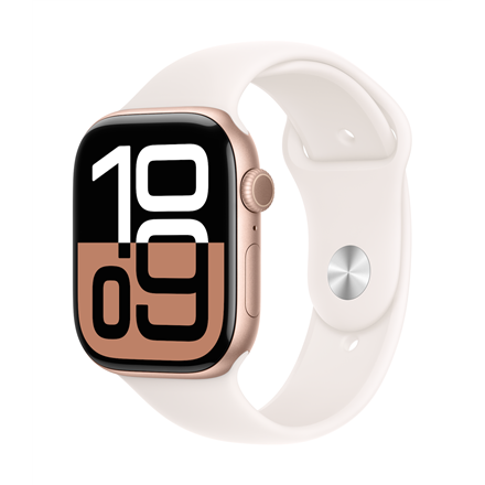 Apple Watch Series 10 GPS + Cellular 46mm Rose Gold Aluminum Case with Light Blush Sport Band - S/M