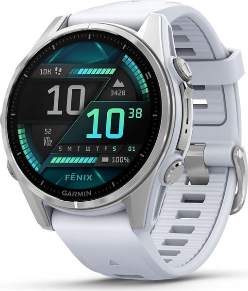 Garmin fenix 8 43mm AMOLED Smart Watch - Silver with White Stone Silicone Strap