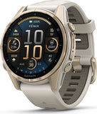 Garmin fenix 8 43mm AMOLED Smart Watch - Sapphire, Light Gold with Mist Grey/Dark Sandstone Silicone Strap