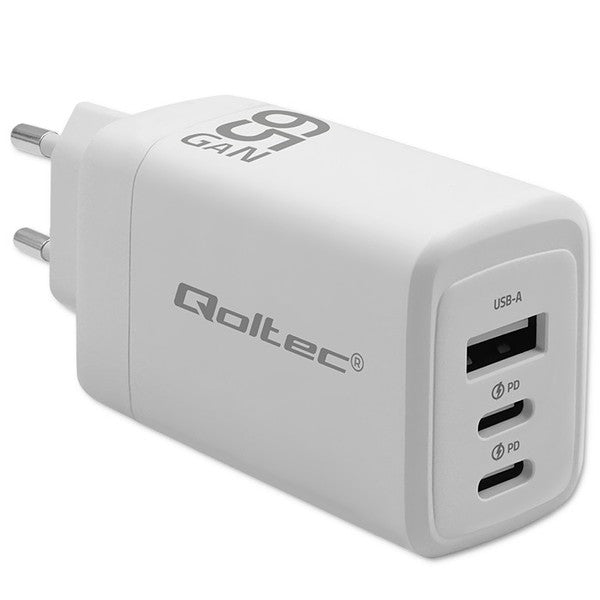 GaN 65W 2xUSB 2xUSB-C Fast Charger - 5V-20V, 3A-3.35A