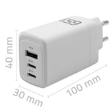 GaN 65W 2xUSB 2xUSB-C Fast Charger - 5V-20V, 3A-3.35A