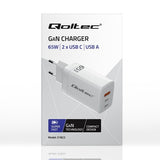 GaN 65W 2xUSB 2xUSB-C Fast Charger - 5V-20V, 3A-3.35A