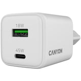 CANYON CU45AC GaN 45W Dual Port Charger - 1xPD, 1xQC - EU White