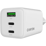 CANYON CU65ACC GaN 65W Wall Charger - 2xPD, 1xQC, EU Plug, White