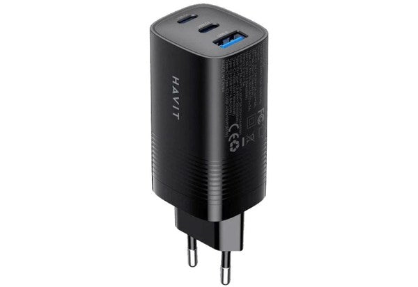 Havit UC20 GaN 65W 3-Port Travel Charger - Black