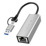 USB-A/-C to 2.5G Ethernet Adapter - Gray