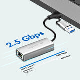 USB-A/-C to 2.5G Ethernet Adapter - Gray