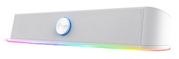 Trust GXT 619W Thorne White Stereo soundbar with RGB lighting and a space-saving design