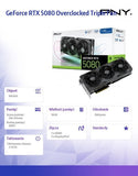 PNY GeForce RTX 5080 16GB Overclocked Triple Fan DLSS 4 Graphics Card