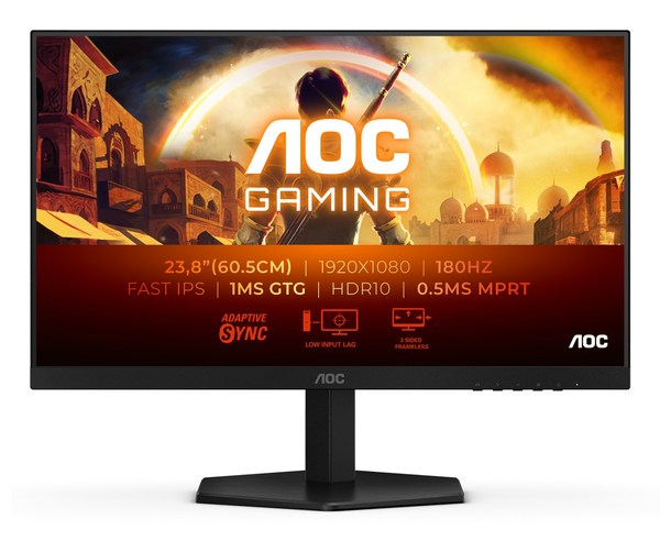 AOC 24G42E 180Hz LED GAMING monitor with IPS technology - 24 inches - FULL HD (1920x1080, 16:9, 92ppi) - Response time: 0.5ms (MPRT) - Connections: Dis...