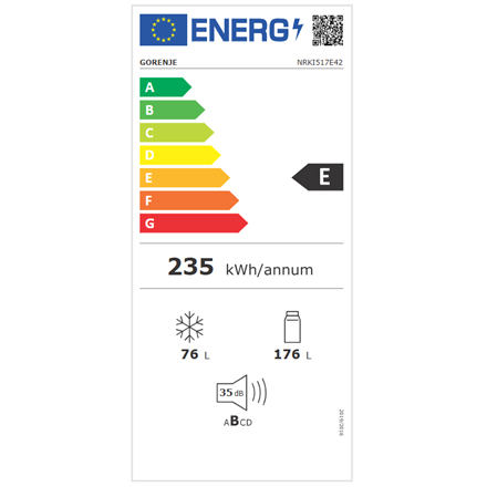 Gorenje NRKI517E42 Built-in Combi Refrigerator - No Frost, 177.2 cm Height, Energy Class E